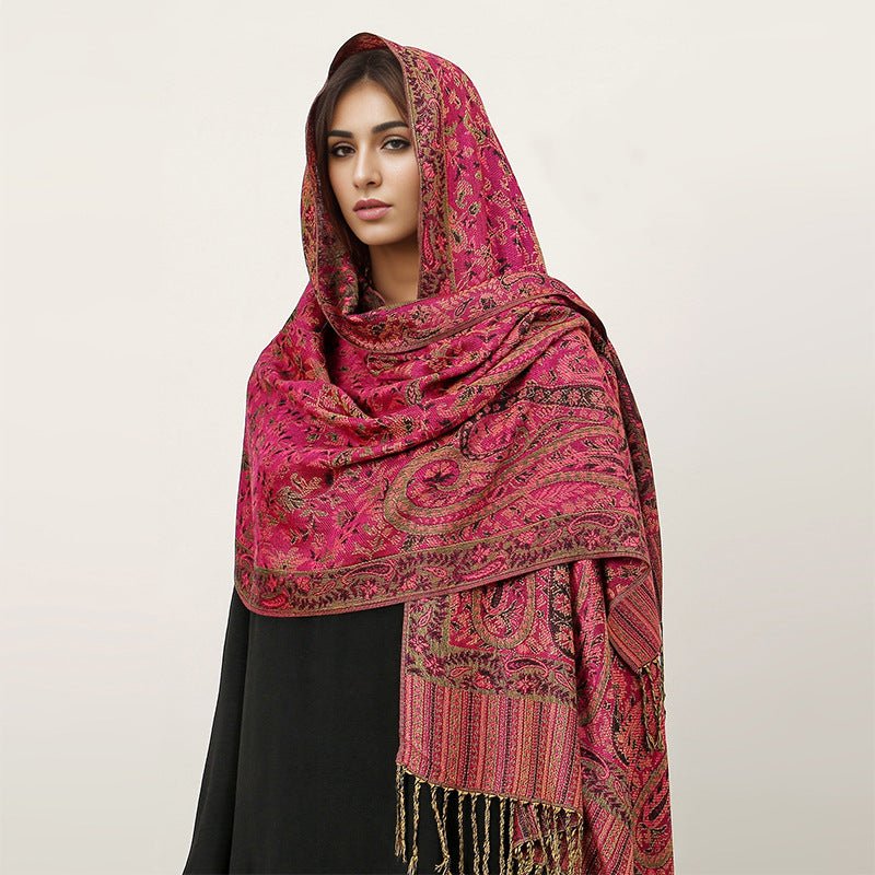 Vintage Shawl Cashew Flower Tassel Hijab (MH101) - Image 5