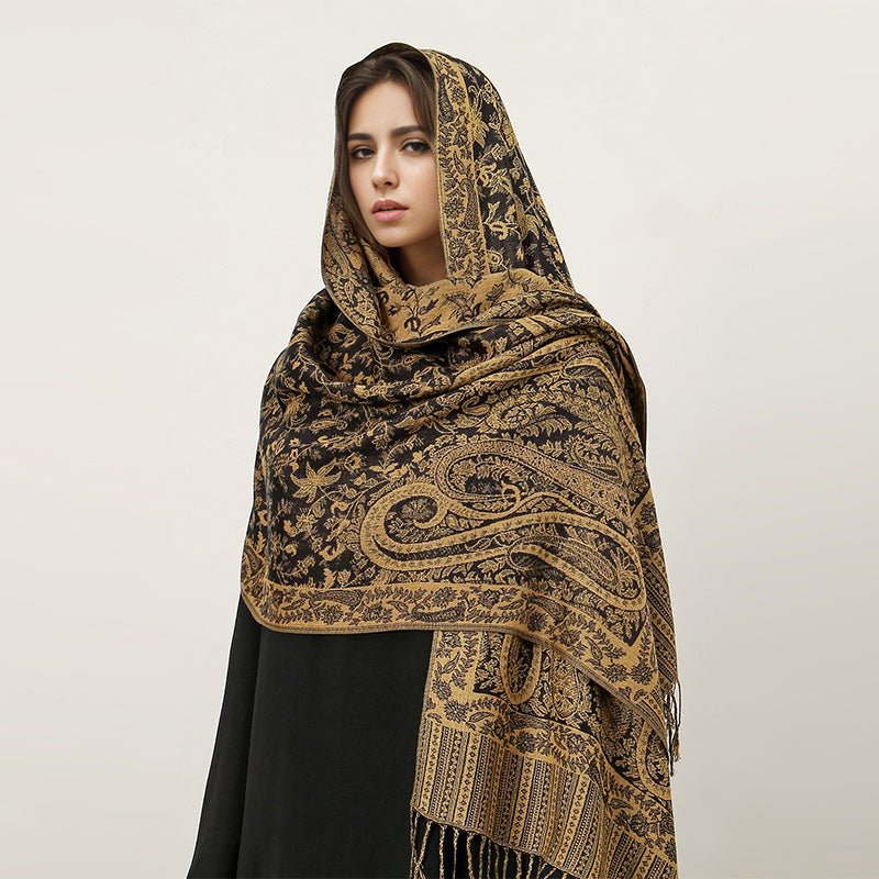 Vintage Shawl Cashew Flower Tassel Hijab (MH101) - Image 8