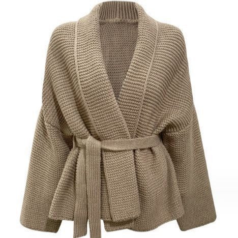 Waffle Knit Robe Cardigan | Belted Oversized Sweater Coat(MS198) - Image 6