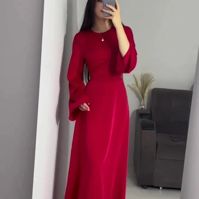 Waist Slim Abaya, Strappy Solid Color Abaya (MA106) - Image 12