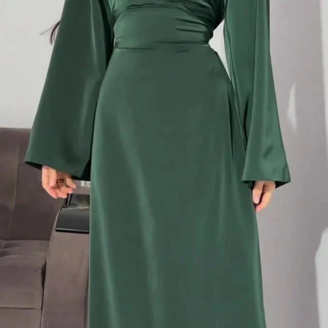 Waist Slim Abaya, Strappy Solid Color Abaya (MA106) - Image 13