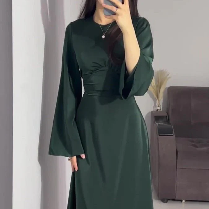 Waist Slim Abaya, Strappy Solid Color Abaya (MA106) - Image 14