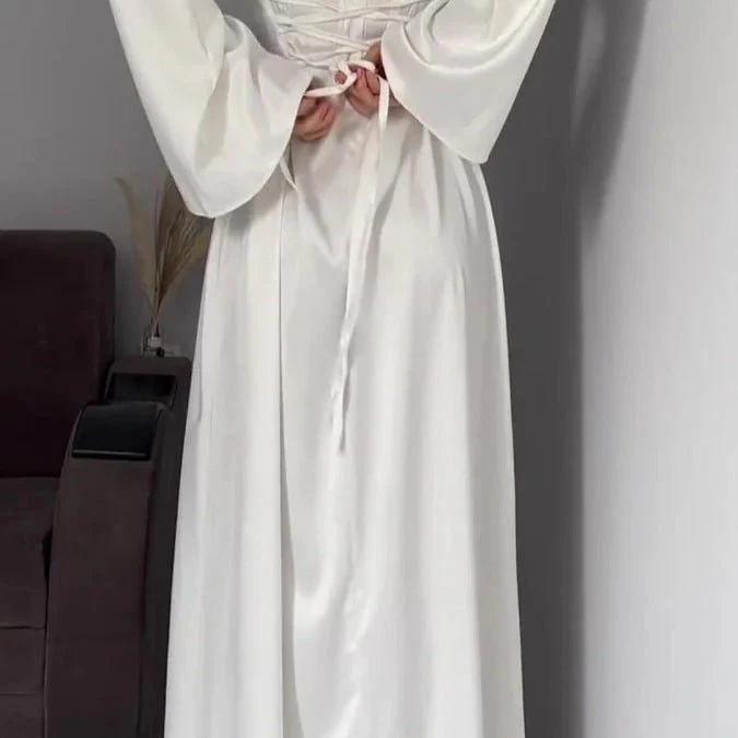 Waist Slim Abaya, Strappy Solid Color Abaya (MA106) - Image 15