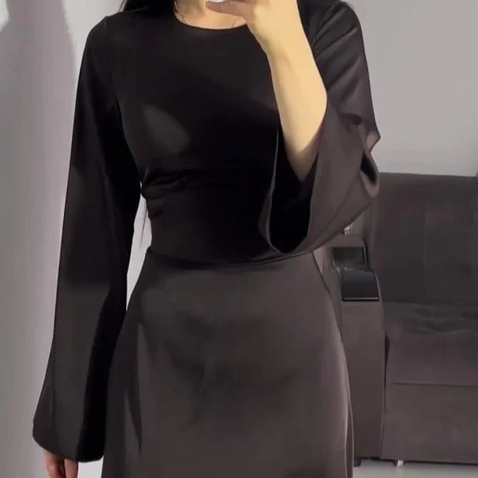 Waist Slim Abaya, Strappy Solid Color Abaya (MA106) - Image 17