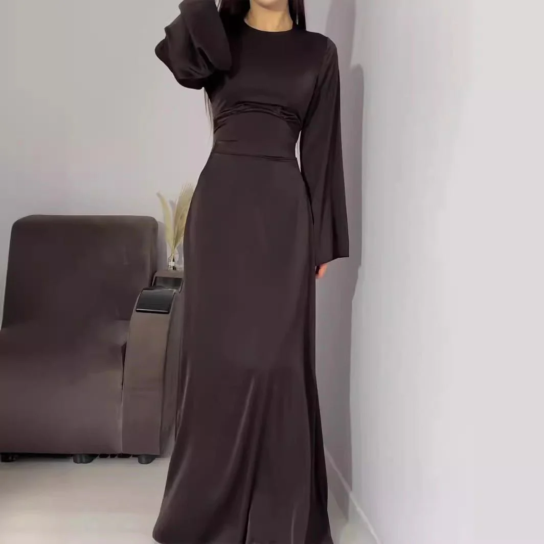 Waist Slim Abaya, Strappy Solid Color Abaya (MA106) - Image 3