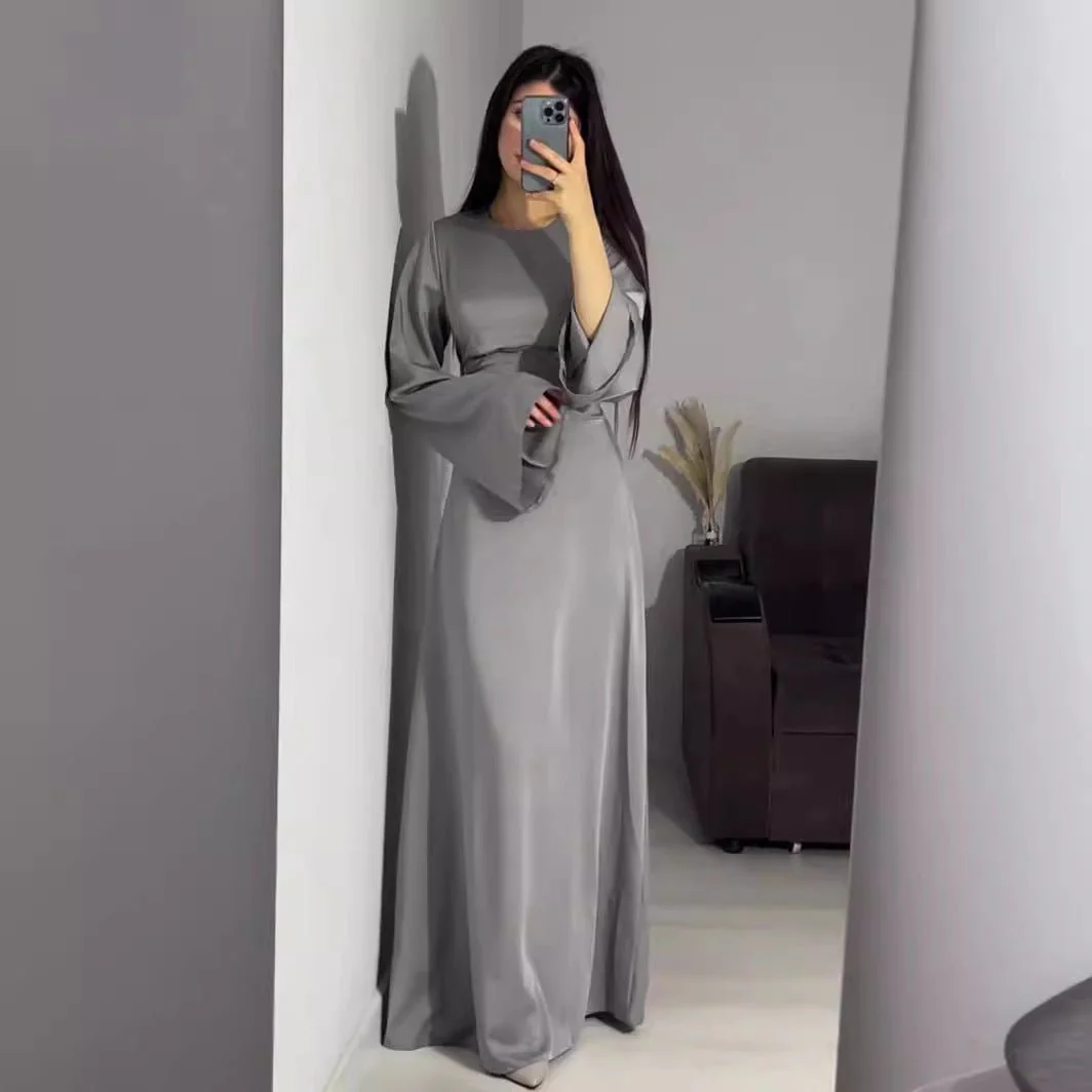 Waist Slim Abaya, Strappy Solid Color Abaya (MA106) - Image 5