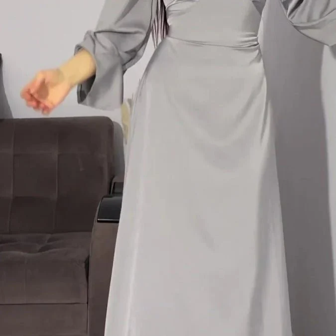 Waist Slim Abaya, Strappy Solid Color Abaya (MA106) - Image 7