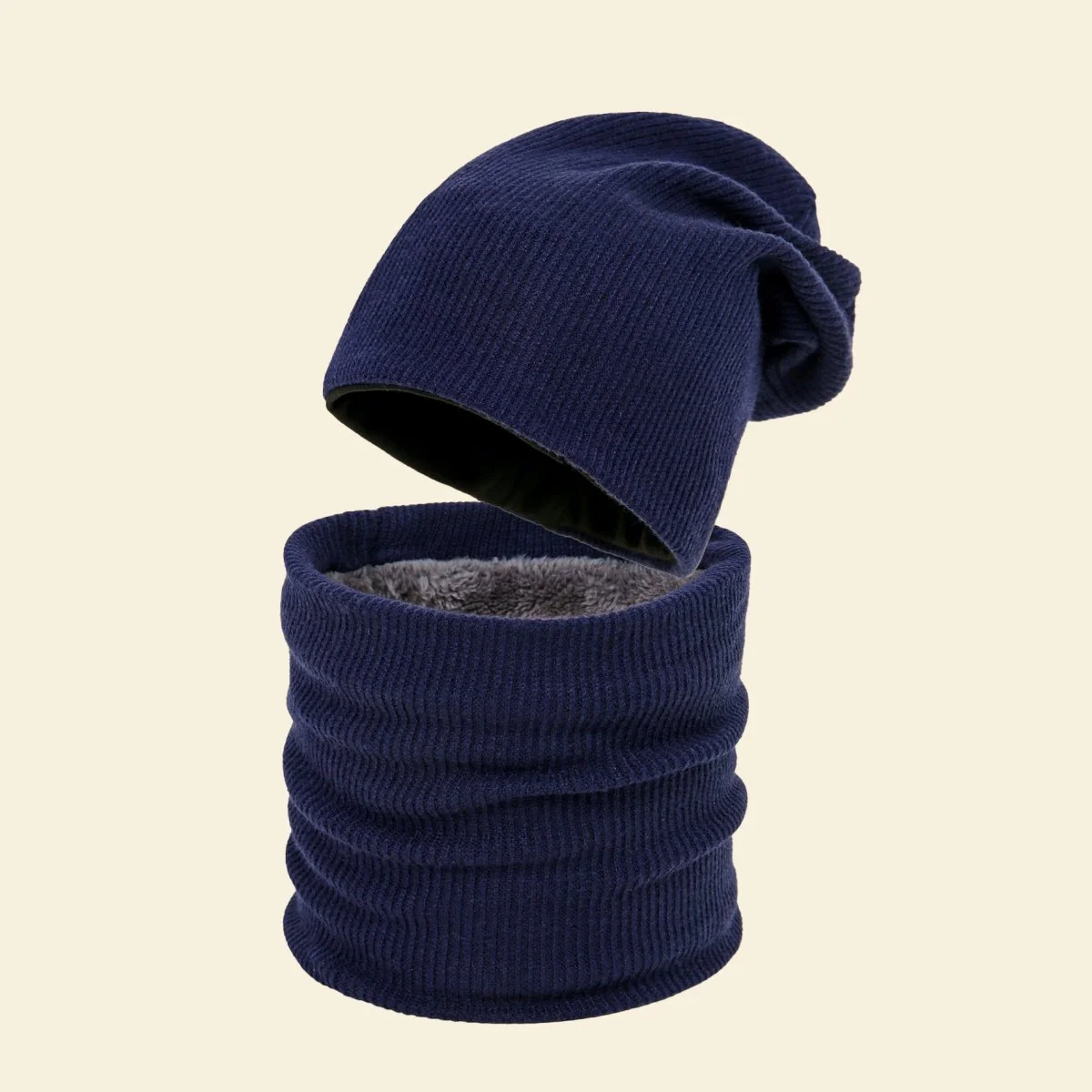 Warm Knit Beanie with Looped Scarf Set (MAC299) - Image 10