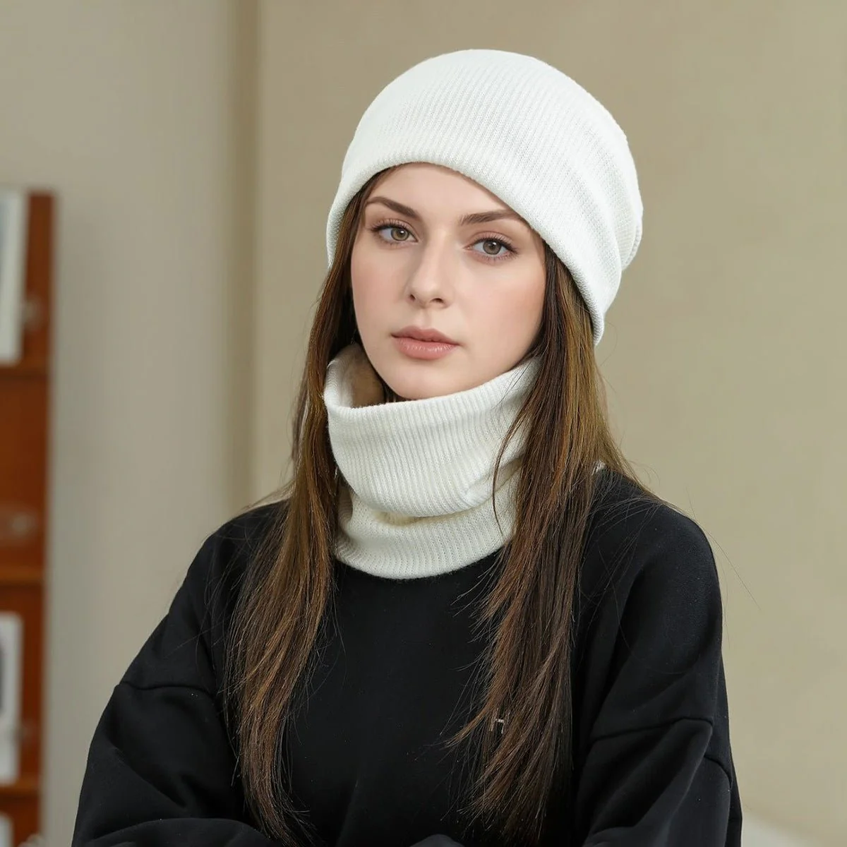 Warm Knit Beanie with Looped Scarf Set (MAC299) - Image 5