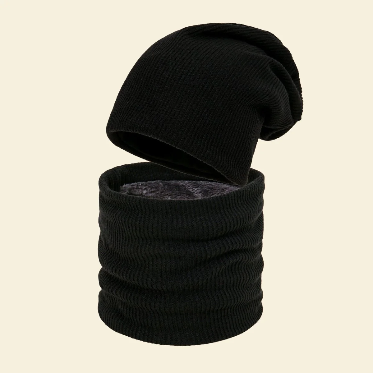 Warm Knit Beanie with Looped Scarf Set (MAC299) - Image 7