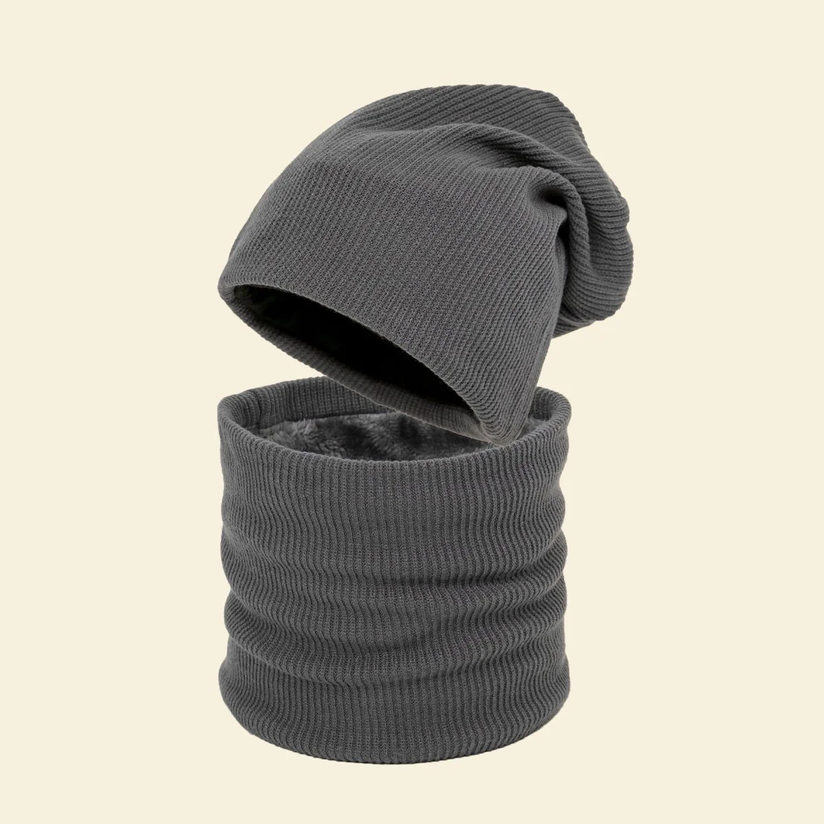 Warm Knit Beanie with Looped Scarf Set (MAC299) - Image 9