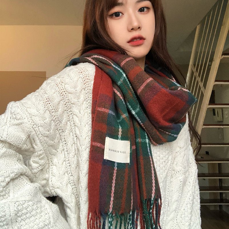 Warm Versatile Soft Plaid Scarf with Fringe (MAC333) - Image 3
