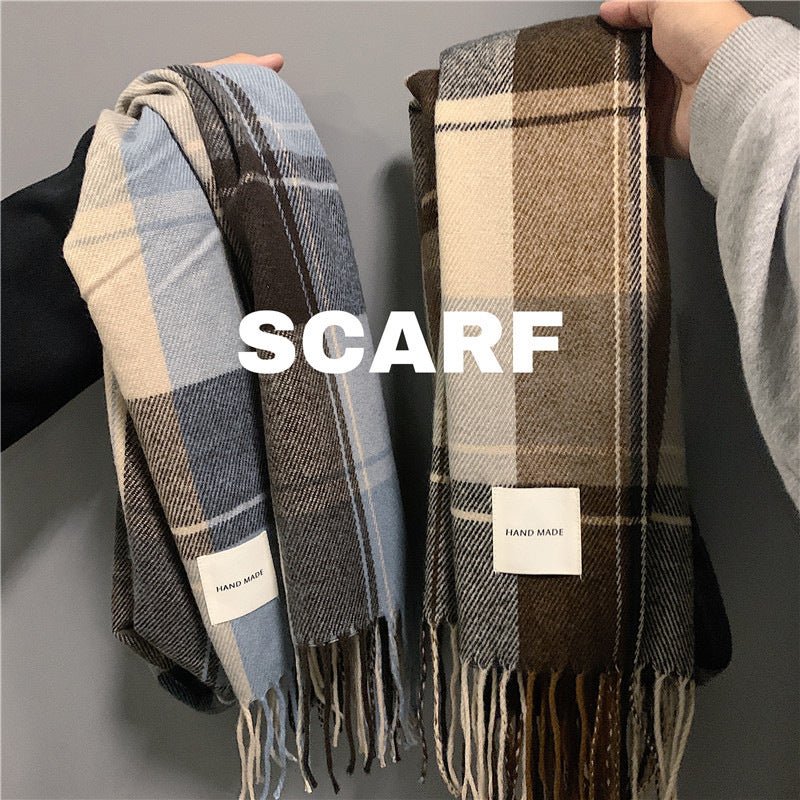 Warm Versatile Soft Plaid Scarf with Fringe (MAC333) - Image 4
