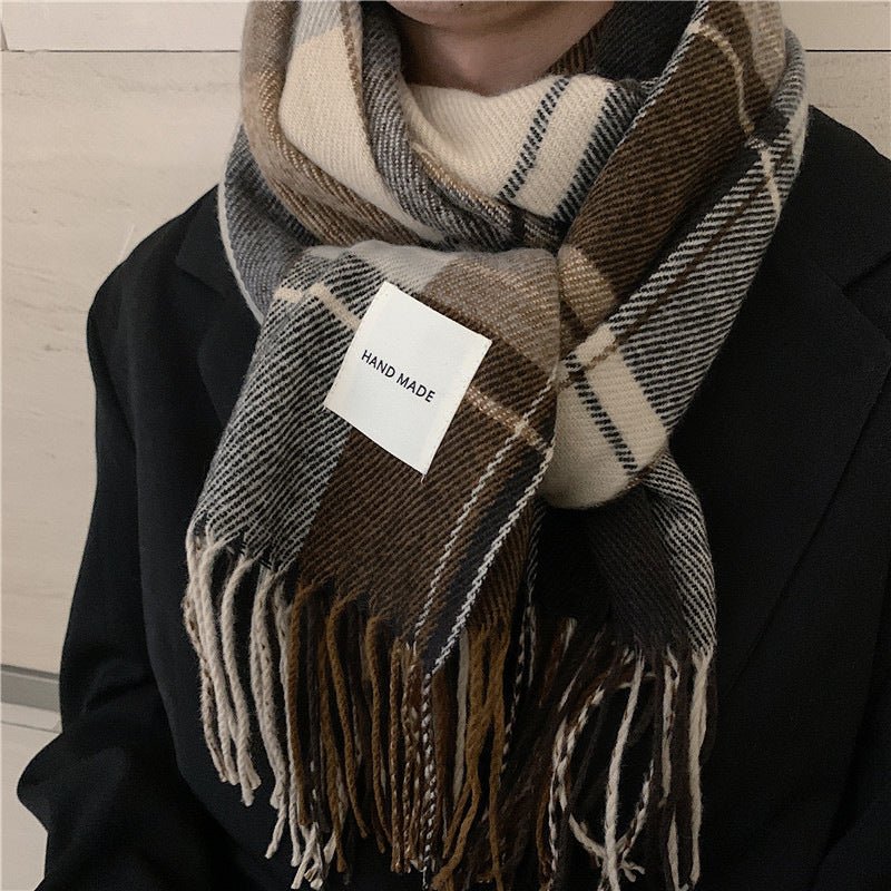 Warm Versatile Soft Plaid Scarf with Fringe (MAC333) - Image 5