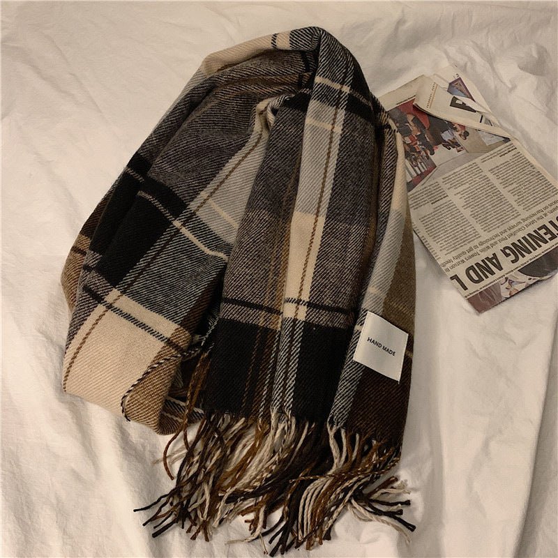 Warm Versatile Soft Plaid Scarf with Fringe (MAC333) - Image 6