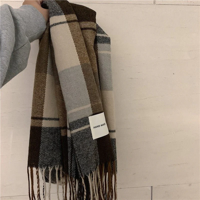 Warm Versatile Soft Plaid Scarf with Fringe (MAC333) - Image 7