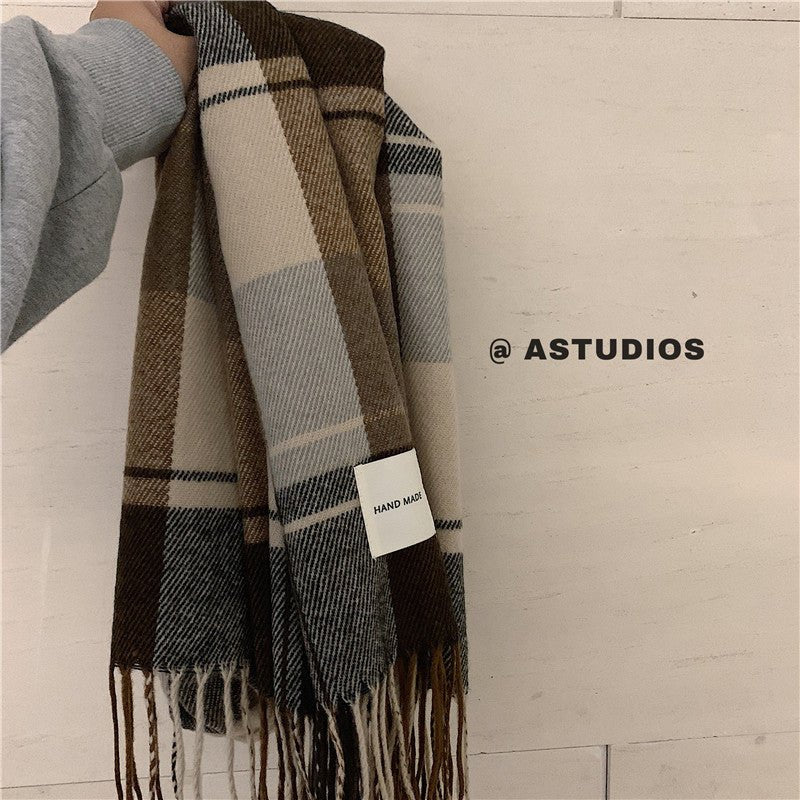 Warm Versatile Soft Plaid Scarf with Fringe (MAC333) - Image 8