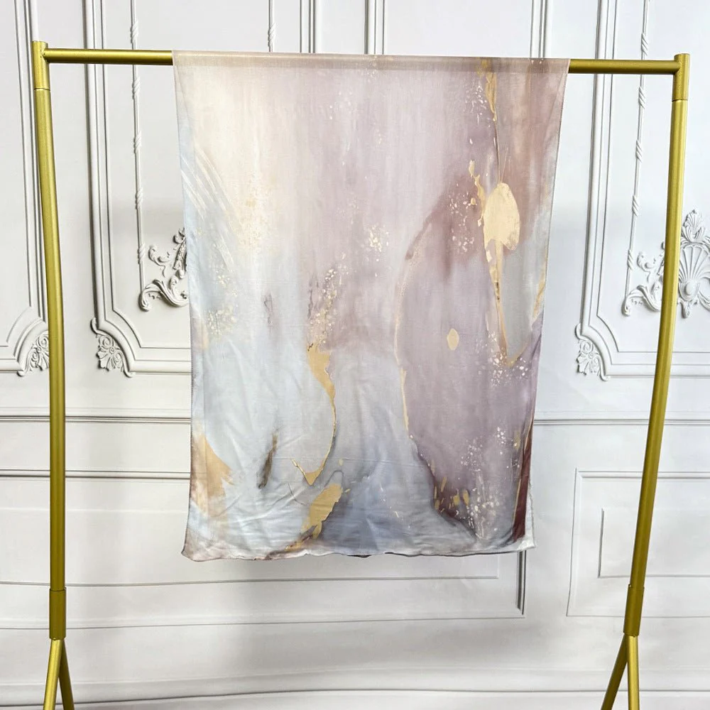 Watercolor Artistic Modal Hijab with Painted Floral Motifs (MH144) - Image 17