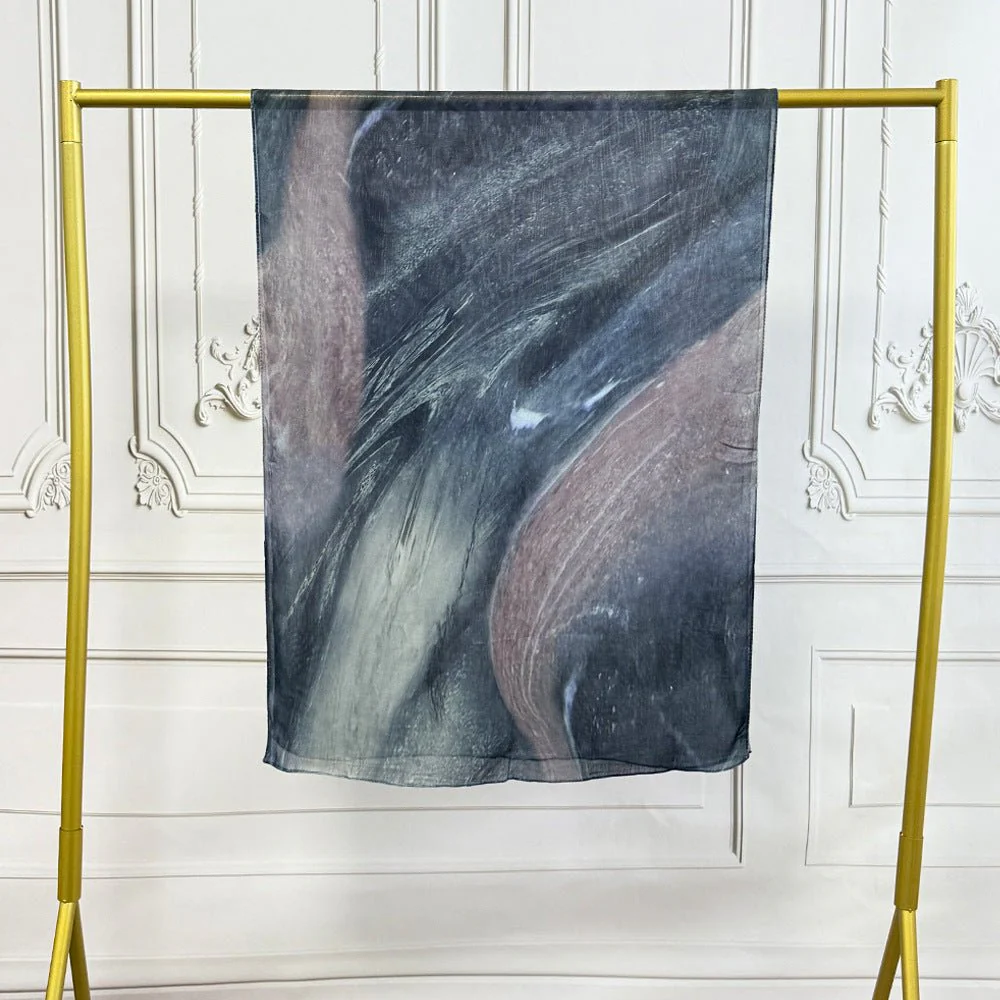Watercolor Artistic Modal Hijab with Painted Floral Motifs (MH144) - Image 23