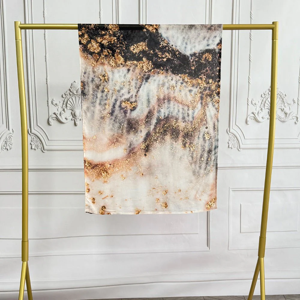 Watercolor Artistic Modal Hijab with Painted Floral Motifs (MH144) - Image 36