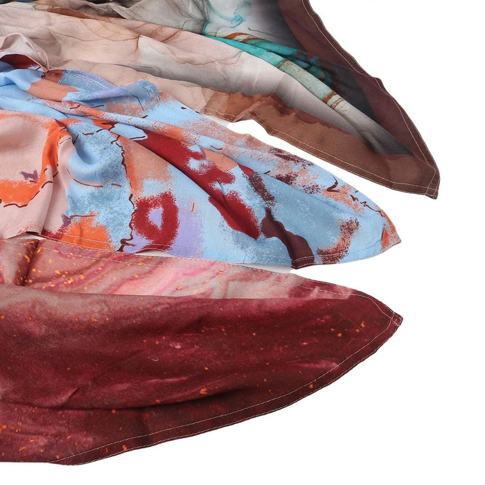 Watercolor Artistic Modal Hijab with Painted Floral Motifs (MH144) - Image 4