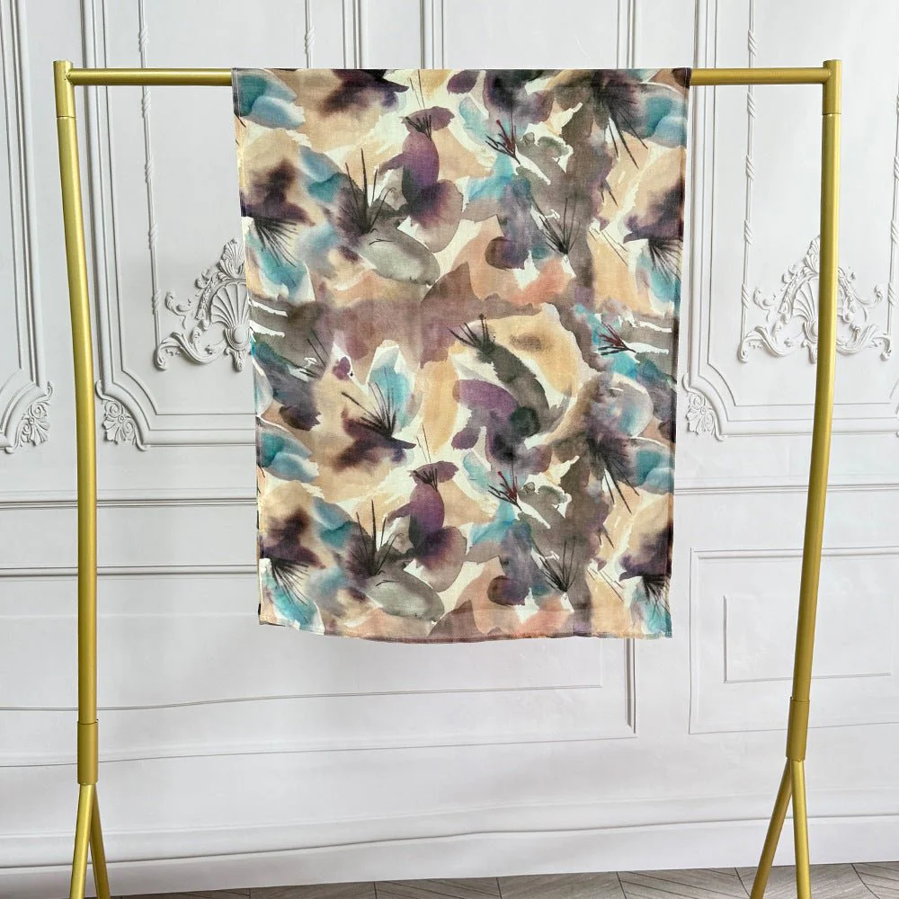 Watercolor Artistic Modal Hijab with Painted Floral Motifs (MH144) - Image 51