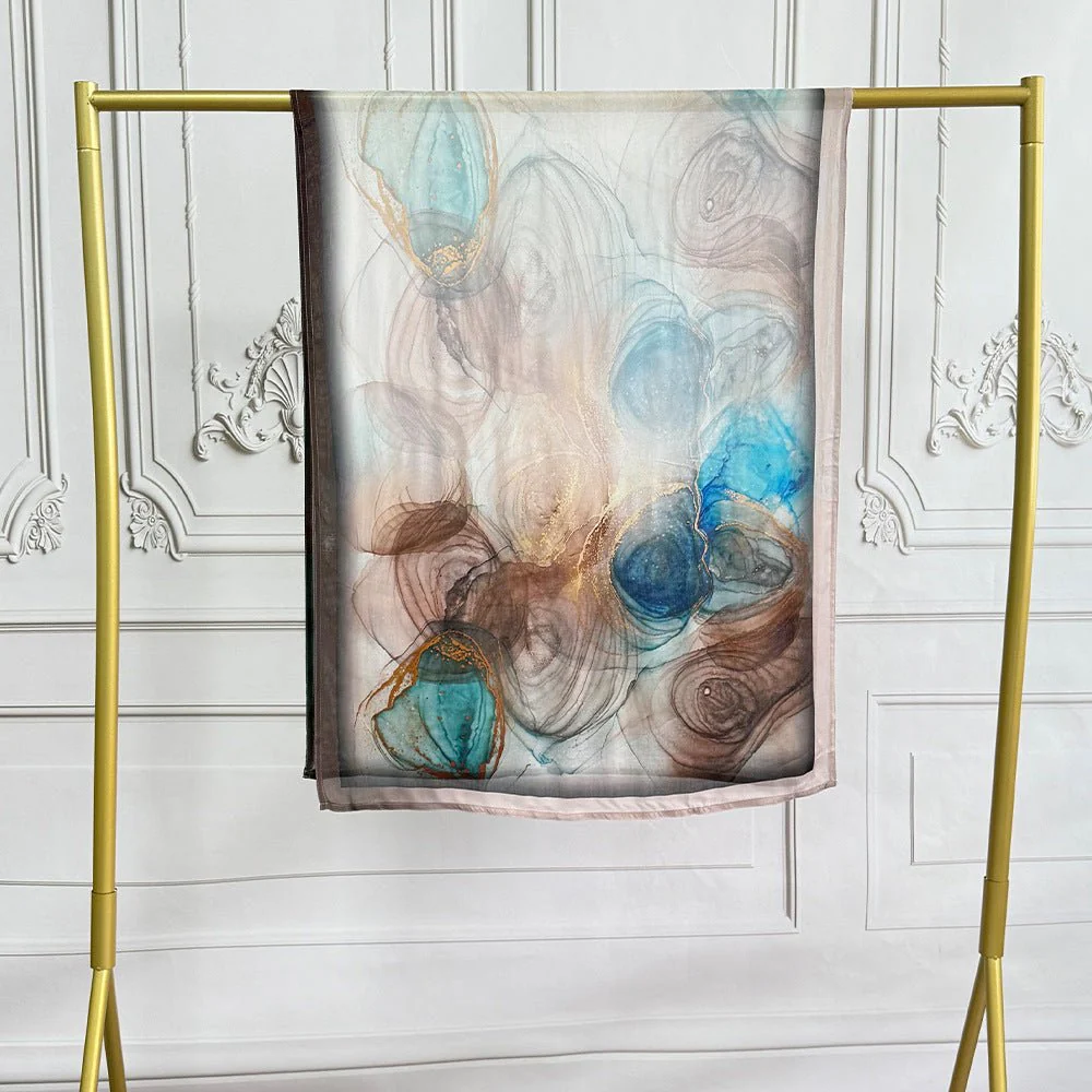 Watercolor Artistic Modal Hijab with Painted Floral Motifs (MH144) - Image 67