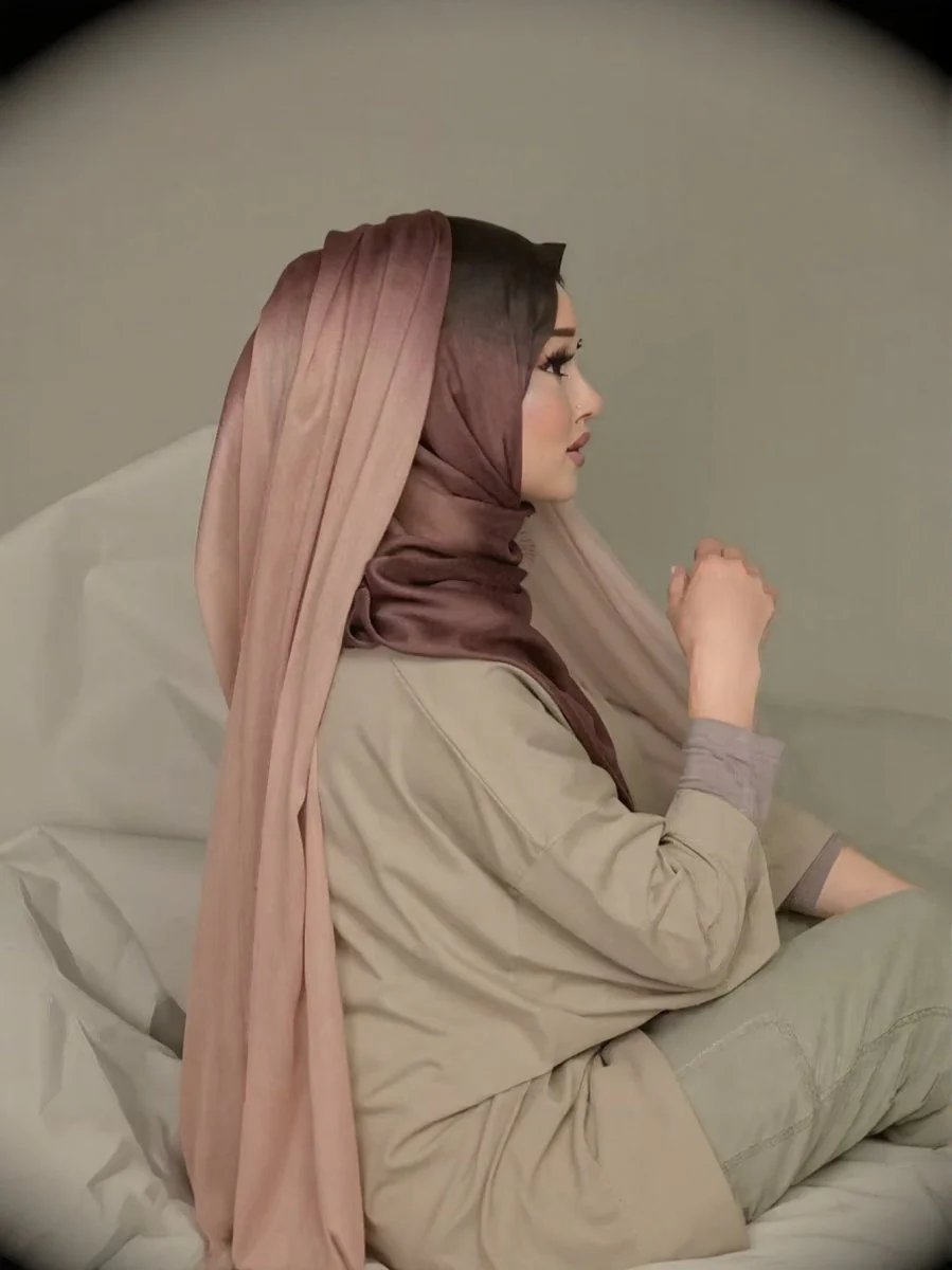 Watercolor Artistic Modal Hijab with Painted Floral Motifs (MH144) - Image 7