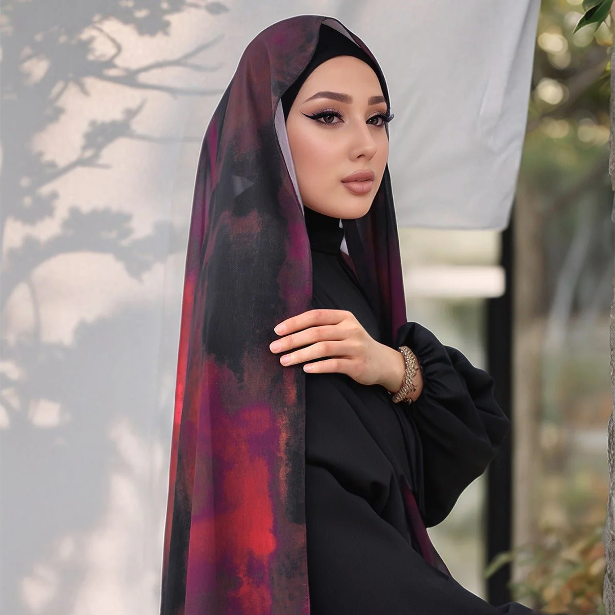 Watercolor Artistry Ethereal Print Hijab (MH176) - Image 2