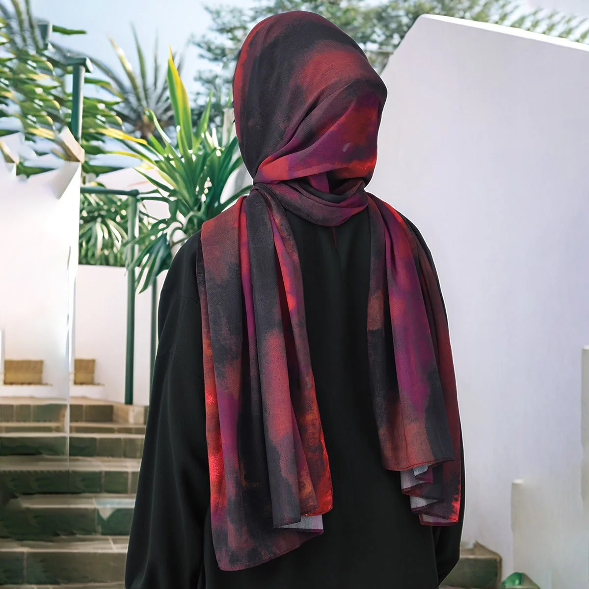 Watercolor Artistry Ethereal Print Hijab (MH176) - Image 3