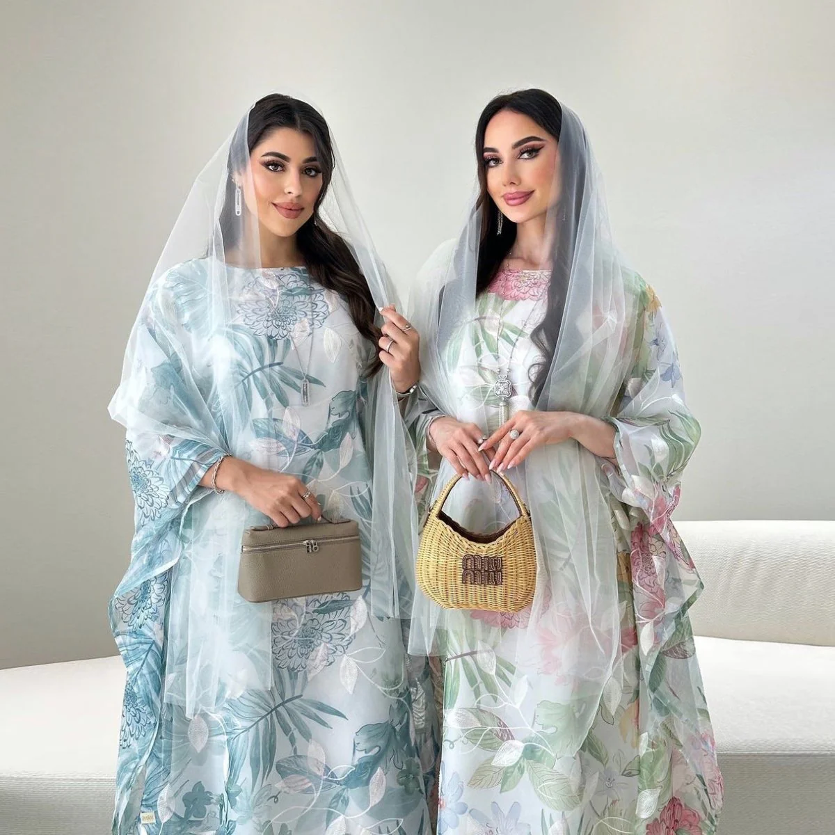 Watercolor Floral Kaftan Abaya | Batwing Sleeve Pullover Abaya (MA371) - Image 4