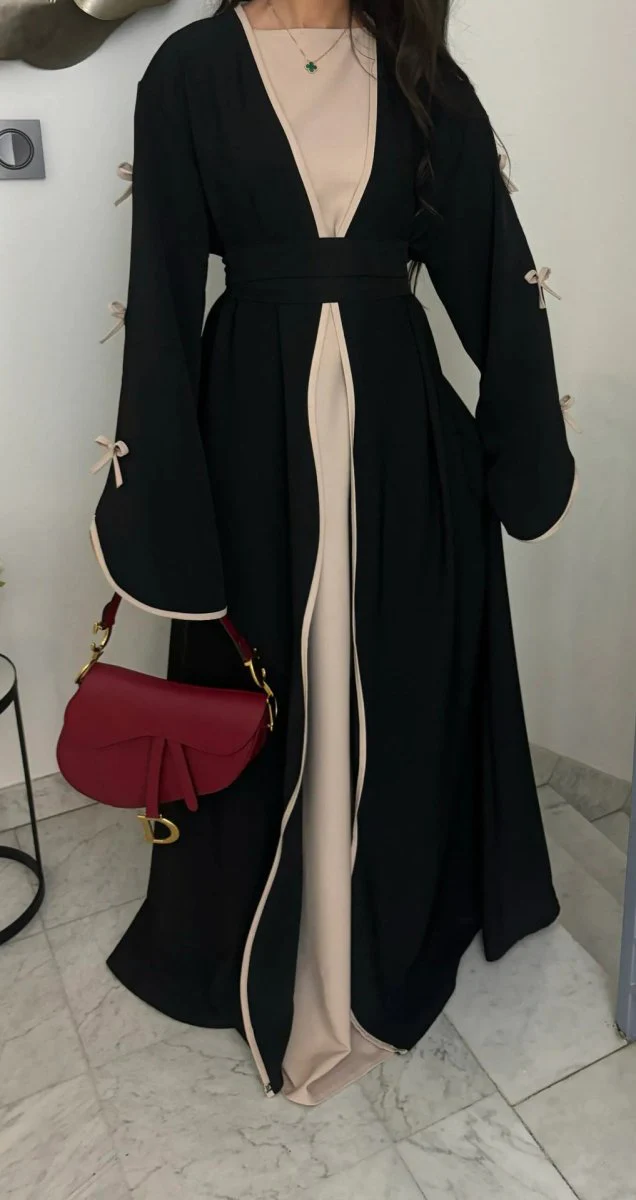 Wavy Edge Bow Embellished Open Abaya (MOA133) - Image 15