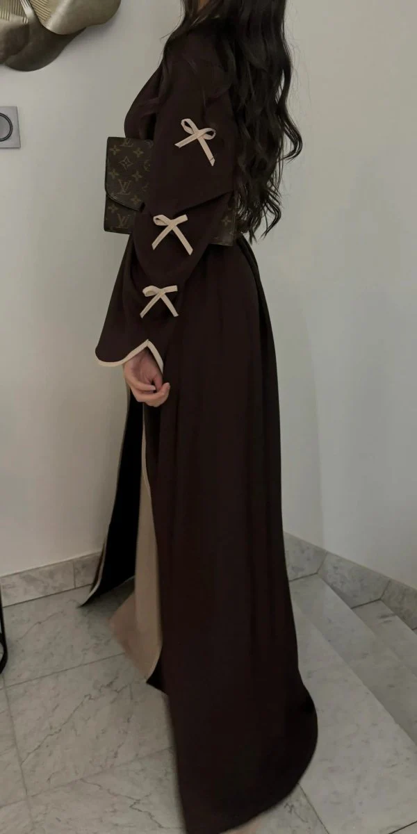 Wavy Edge Bow Embellished Open Abaya (MOA133) - Image 17