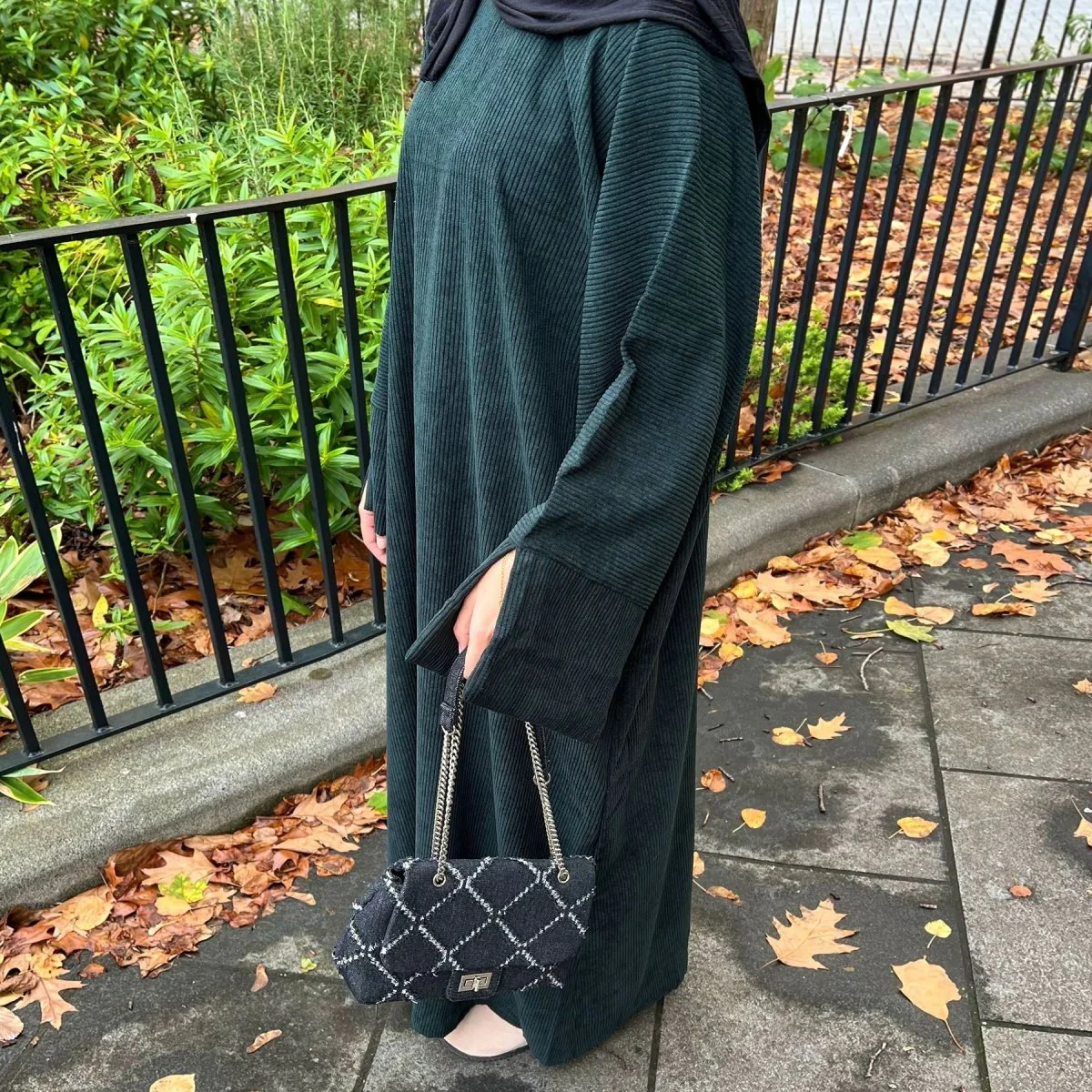 Wide Sleeve Corduroy Abaya (MA045) - Image 15