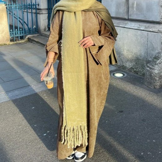 Wide Sleeve Corduroy Abaya (MA045) - Image 3