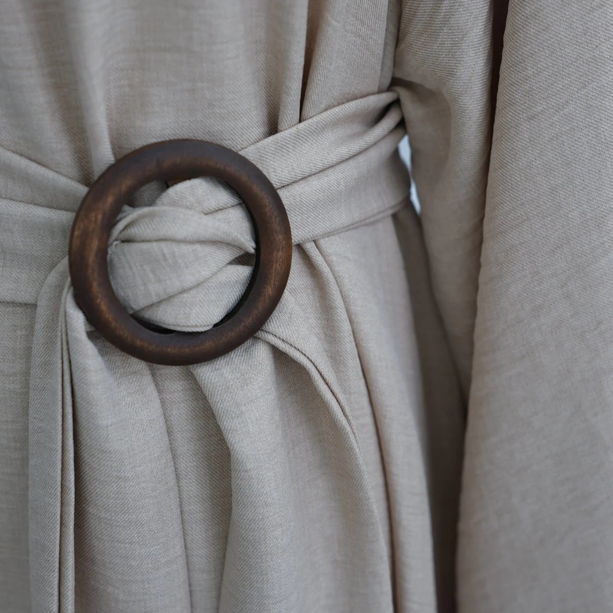 Wide Sleeve Textured Twill Blend Abaya with Belt(MA333) - Image 14