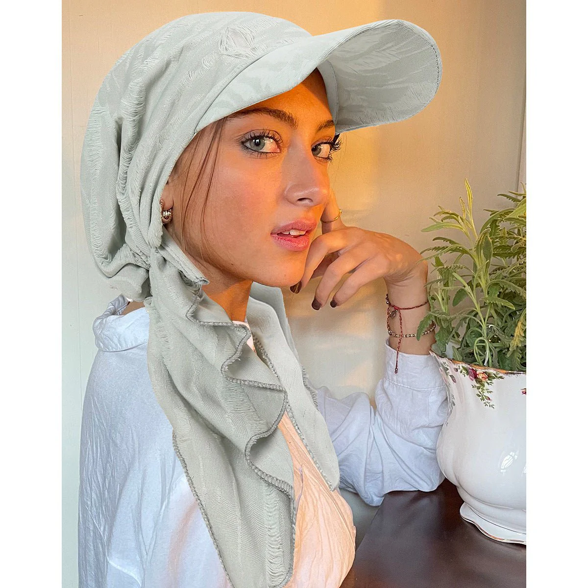 Women's Multi-Color Fashion Baseball Cap – Frayed Edge Boho Beanie with Feather Detail(MH113) - Image 10