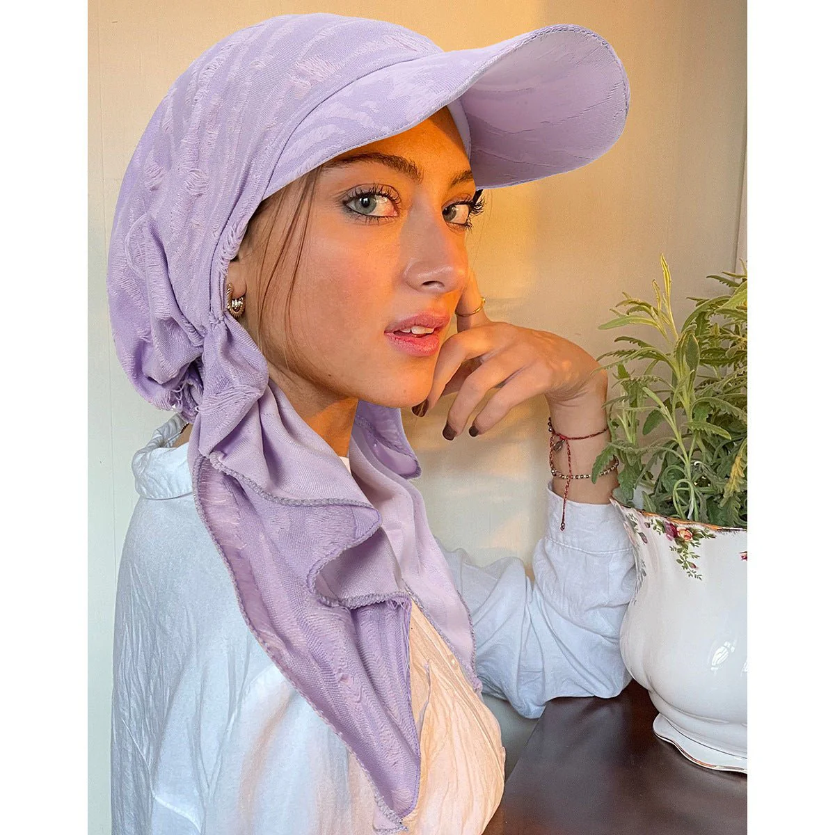 Women's Multi-Color Fashion Baseball Cap – Frayed Edge Boho Beanie with Feather Detail(MH113) - Image 8