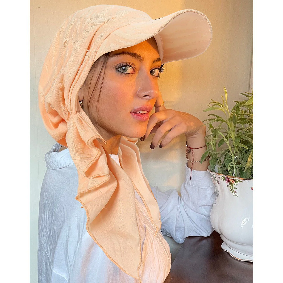 Women's Multi-Color Fashion Baseball Cap – Frayed Edge Boho Beanie with Feather Detail(MH113) - Image 9