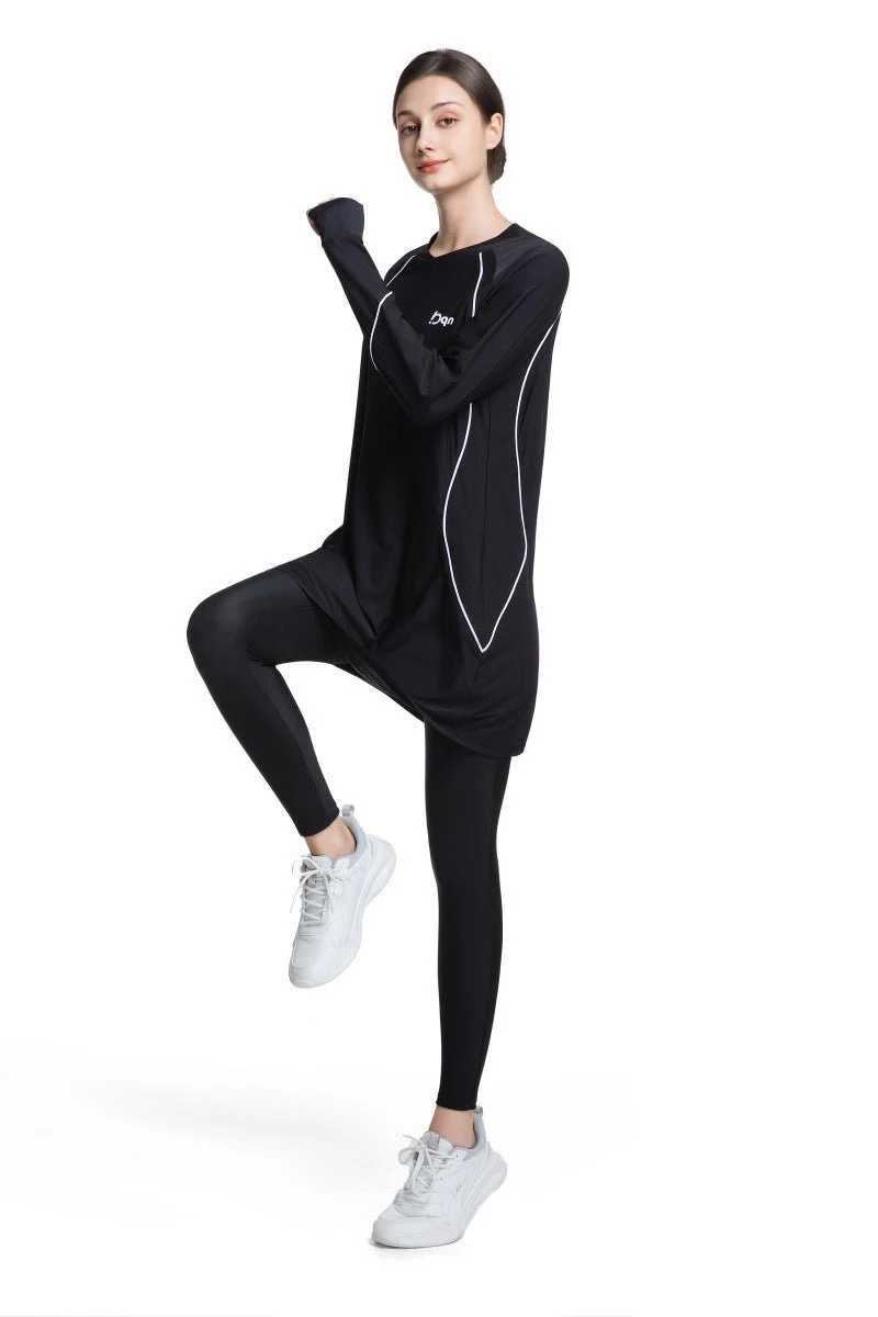 Women's Quick Dry Long Sleeve Modest Workout Top | Polyester Athletic Yoga Tunic with Simple Lines(MS114) - Image 16