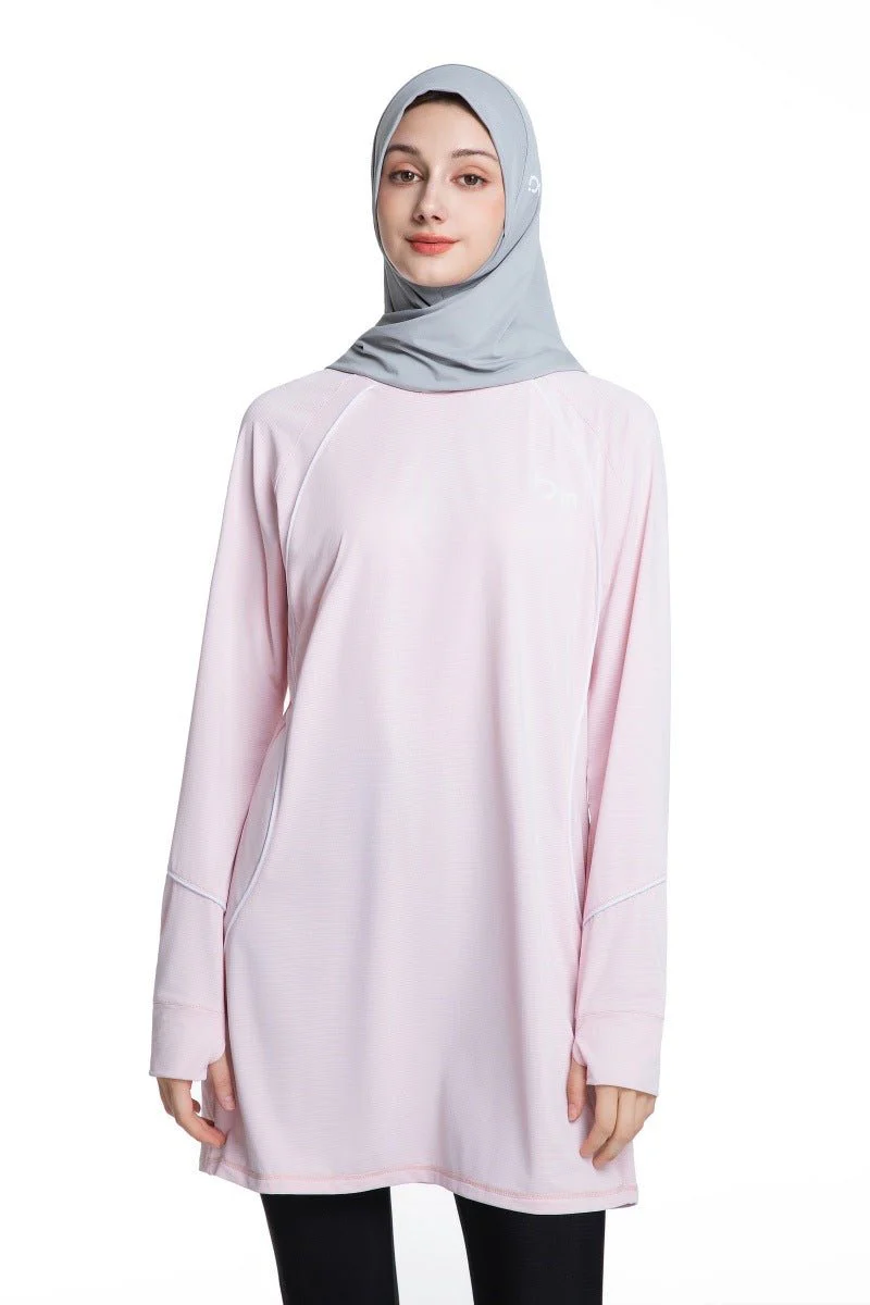Women's Quick Dry Long Sleeve Modest Workout Top | Polyester Athletic Yoga Tunic with Simple Lines(MS114) - Image 17