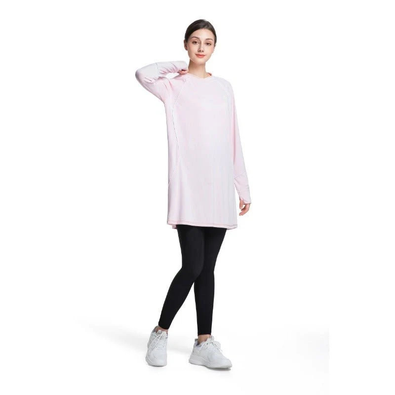 Women's Quick Dry Long Sleeve Modest Workout Top | Polyester Athletic Yoga Tunic with Simple Lines(MS114) - Image 3