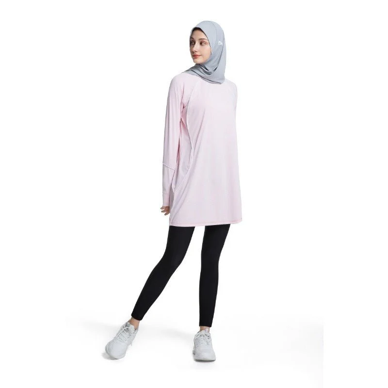 Women's Quick Dry Long Sleeve Modest Workout Top | Polyester Athletic Yoga Tunic with Simple Lines(MS114) - Image 6