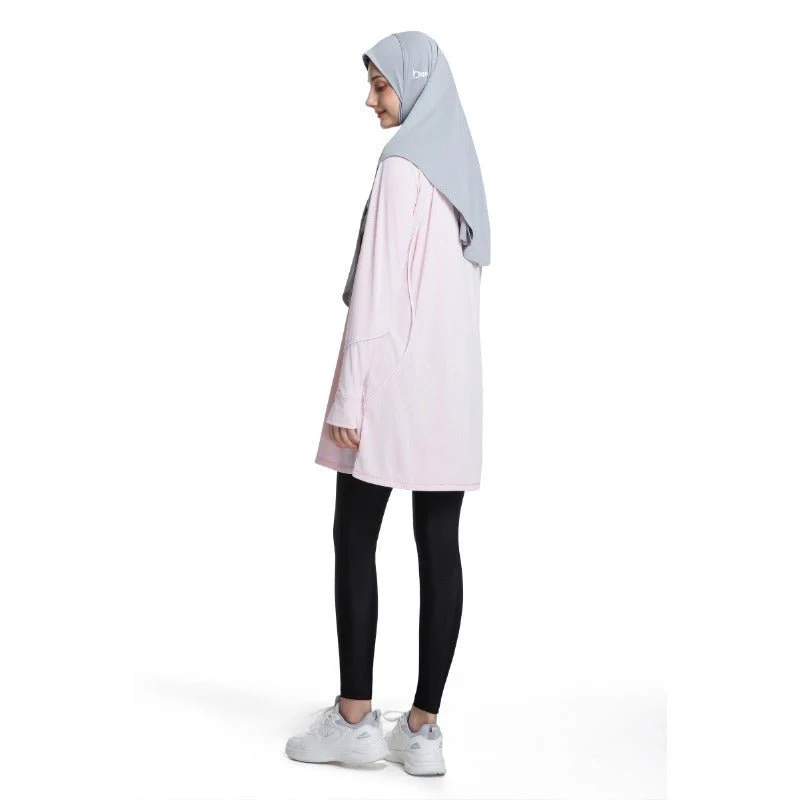 Women's Quick Dry Long Sleeve Modest Workout Top | Polyester Athletic Yoga Tunic with Simple Lines(MS114) - Image 7