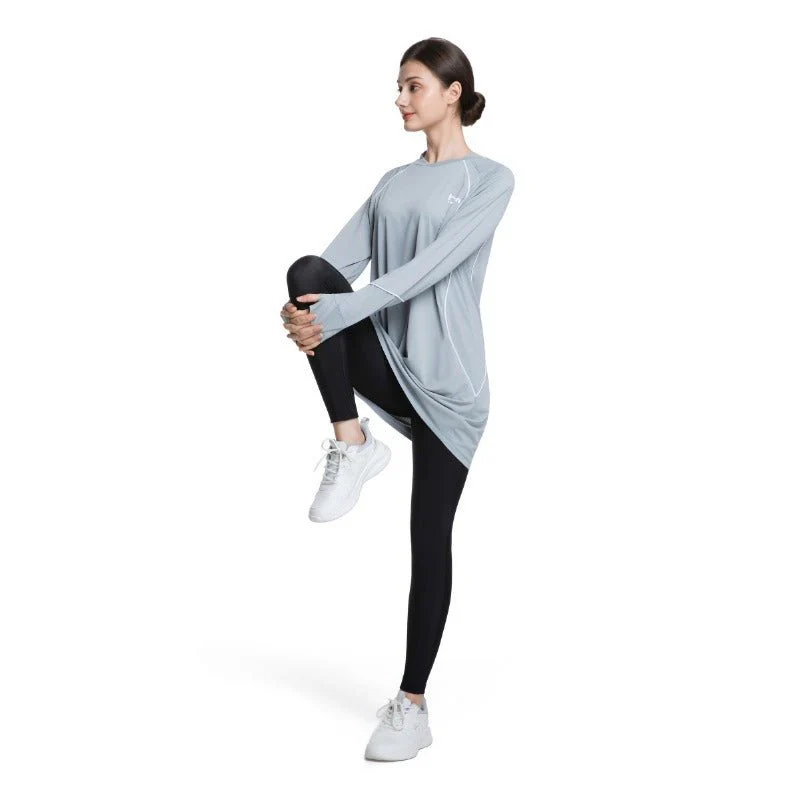 Women's Quick Dry Long Sleeve Modest Workout Top | Polyester Athletic Yoga Tunic with Simple Lines(MS114) - Image 8
