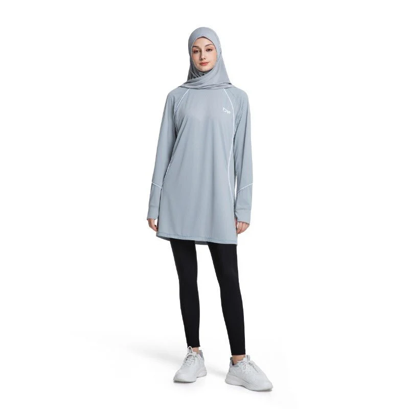 Women's Quick Dry Long Sleeve Modest Workout Top | Polyester Athletic Yoga Tunic with Simple Lines(MS114) - Image 9